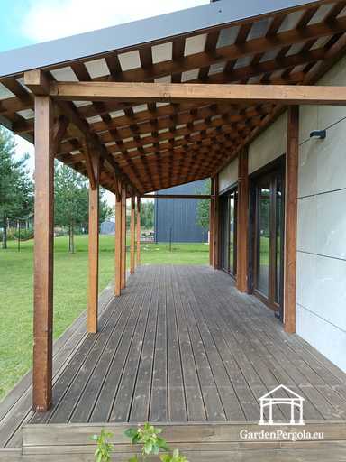 Natural 2,4 x 9 m wooden veranda without terrace