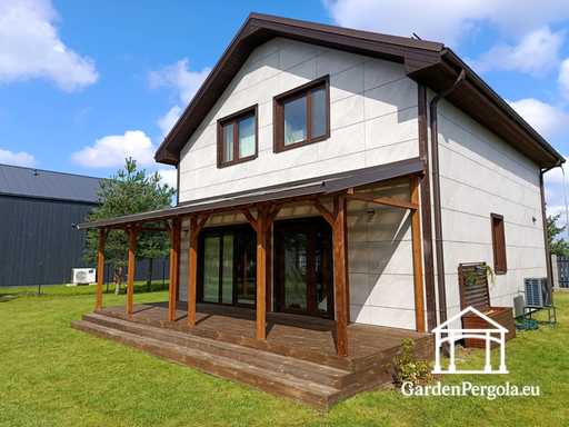 Natural 2,4 x 9 m wooden veranda without terrace