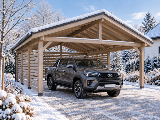 4,5 × 5 m trecarport med saltak i metall