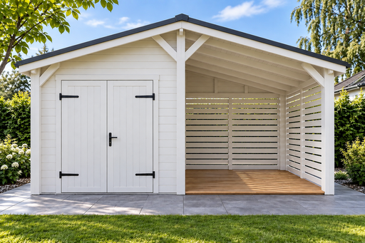 4 × 5 m Wooden Garden Storage with Double Doors and Lou..