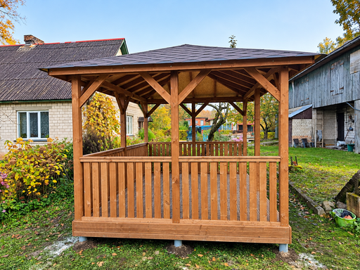 Gazebo da Giardino in Legno 3×4 m con Tetto a Padiglione - 2