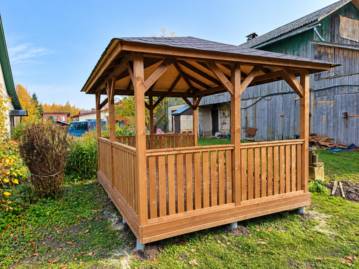 Gazebo da Giardino in Legno 3×4 m con Tetto a Padiglione - 4