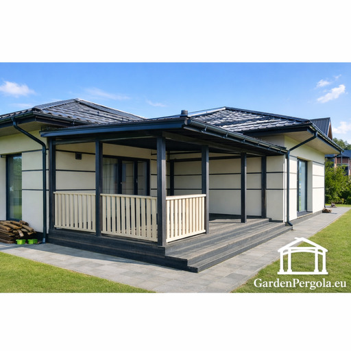 Nojume 4x6m tumši pelēka ar metāla jumtu.