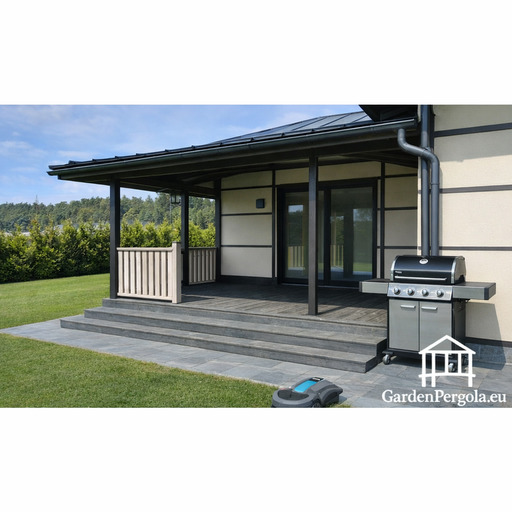 Nojume 4x6m tumši pelēka ar metāla jumtu.